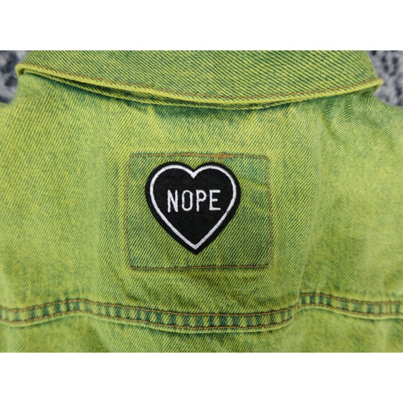 Levi's Type 3 Mens Lime Green Ombre Denim Trucker Jacket Heart Patch Size L - Picture 9 of 11